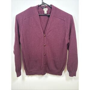 L L Bean Lambswool Cardigan XL Burgundy Heritage Grandpa Academia Pockets